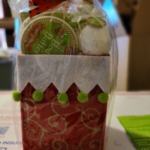 Festive Red 5piece Gift Basket with Green Accents